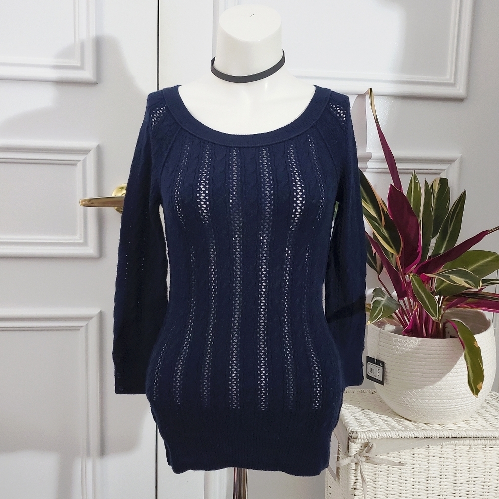 American Eagle Outfitters Navy Cable Knit Sweater